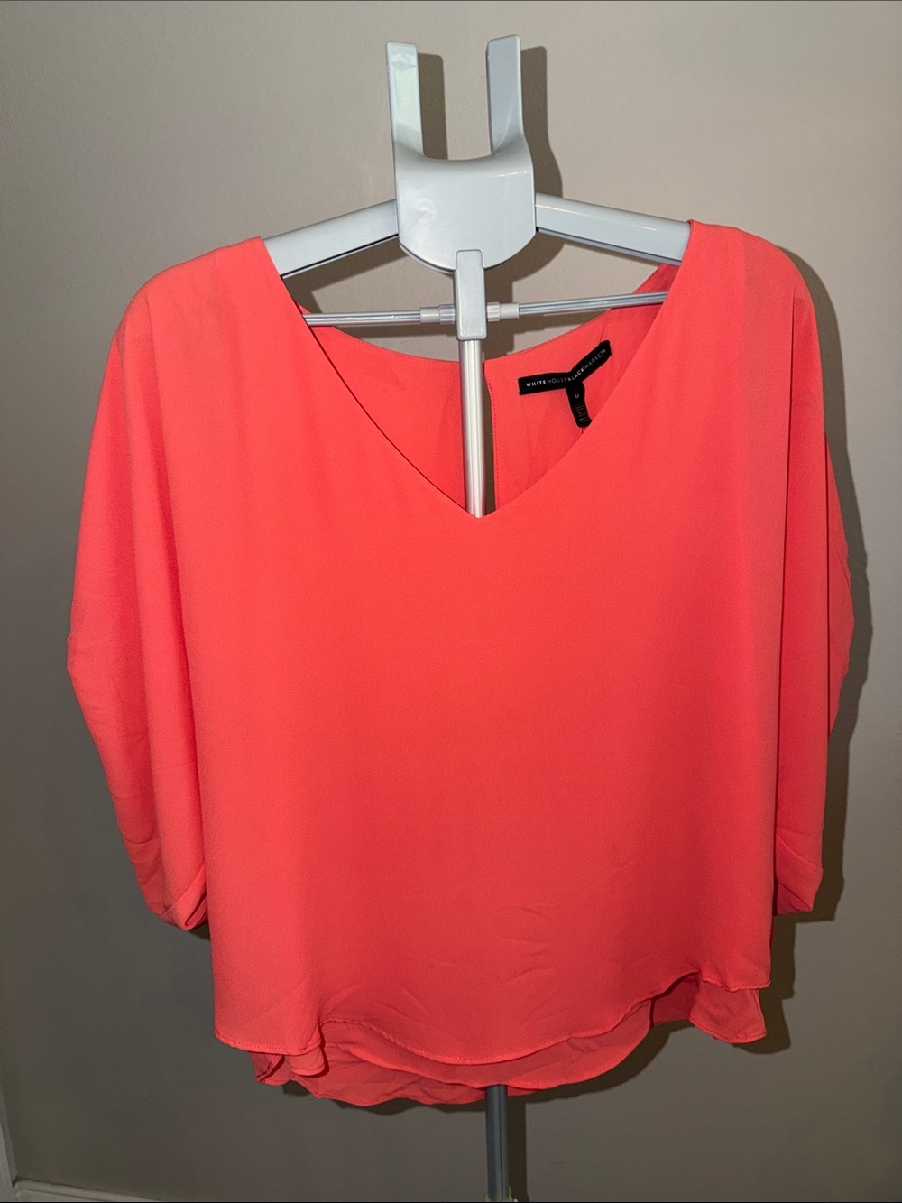 White House Black Market Coral V-Neck Dolman Sleeve Tunic